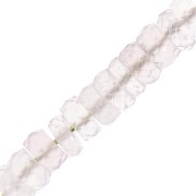Perles rondelles facettées - Heishi en pierre gemme 5.5x2 mm - Quartz Rose x20|raw }}
