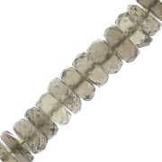 Perles rondelles facettées - Heishi en pierre gemme 5.5x2 mm - Quartz Fumé x20