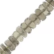 Perles rondelles facettées - Heishi en pierre gemme 5.5x2 mm - Quartz Fumé x20
