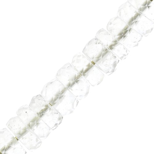 Perles Heishi rondelles facettées - en pierre gemme 5.5x2 mm - Crystal Quartz x20