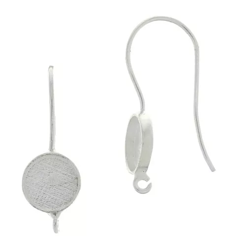 Crochets d'oreilles ronds porte cabochon 8 mm - Argent 925 x2