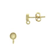 Clous d'oreilles ronds porte cabochon 4 mm - Argent 925 Doré à l'or fin x2|raw }}