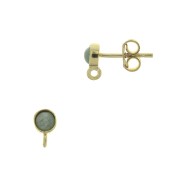 Clous d'oreilles ronds porte cabochon 4 mm - Argent 925 Doré à l'or fin x2