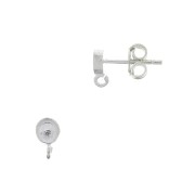 Clous d'oreilles ronds porte cabochon 4 mm - Argent 925 x2|raw }}