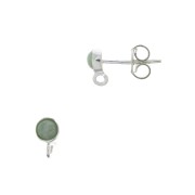 Clous d'oreilles ronds porte cabochon 4 mm - Argent 925 x2