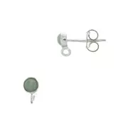 Clous d'oreilles ronds porte cabochon 4 mm - Argent 925 x2