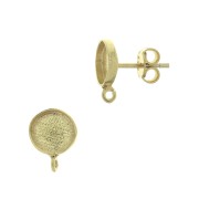 Clous d'oreilles ronds porte cabochon 8 mm - Argent 925 Doré à l'or fin x2|raw }}