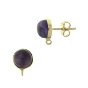 Clous d'oreilles ronds porte cabochon 8 mm - Argent 925 Doré à l'or fin x2