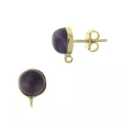 Clous d'oreilles ronds porte cabochon 8 mm - Argent 925 Doré à l'or fin x2