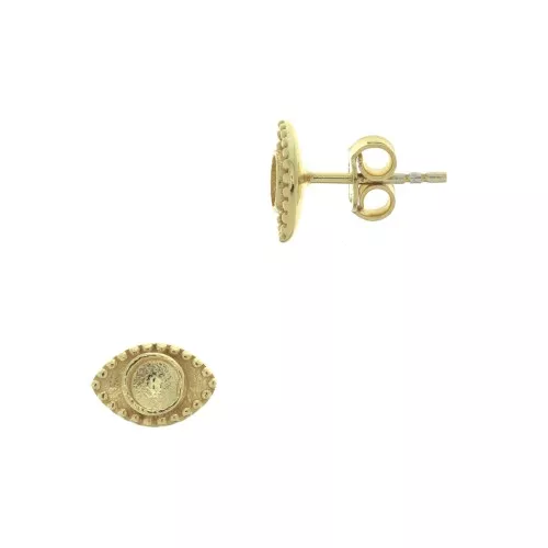 Boucles d'oreilles forme oeil porte cabochon 4 mm - Argent 925 Doré à l'or fin x2