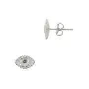 Boucles d'oreilles forme oeil - porte cabochon 4 mm - Argent 925 x2