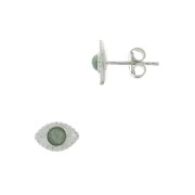 Boucles d'oreilles forme oeil - porte cabochon 4 mm - Argent 925 x2