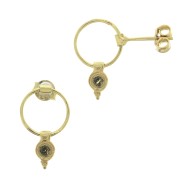 Boucles d'oreilles cercle évidé porte cabochon 4 mm Argent 925 Doré à l'or fin x2|raw }}