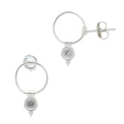Boucles d'oreilles cercle évidé - porte cabochon 4 mm - Argent 925 x2|raw }}
