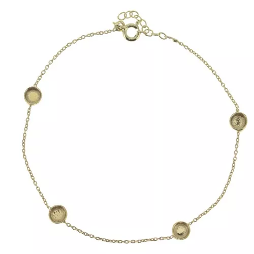 Bracelet Forçat 19.5 cm sertis pour cabochons 4mm - Argent 925 Doré à l'or fin x1