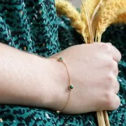 Bracelet Forçat 19.5 cm sertis pour cabochons 4mm - Argent 925 Doré à l'or fin x1