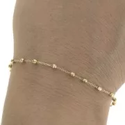 Chaîne maille forçat alternée perles rondes 2.5mm (1x1) Plaqué Or 3 microns x50cm