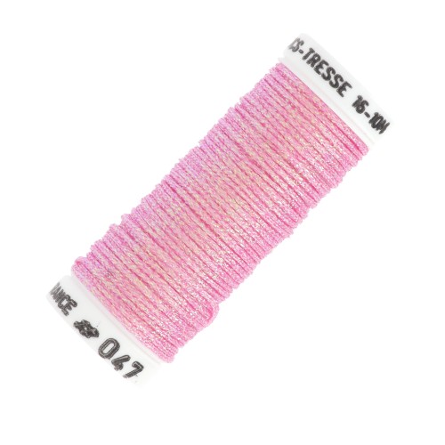 Fil à broder métallisé tressé 16 Au ver à soie pour broderie Rose (047) x10m