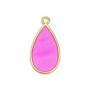 Breloque goutte résine époxy effet vitrail 22.5x12 mm Doré à l'or fin - Fuchsia x1|raw }}