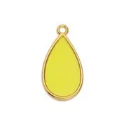Breloque goutte résine époxy effet vitrail 22.5x12 mm Doré à l'or fin - Jaune x1
