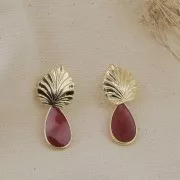 Breloque goutte résine époxy effet vitrail 22.5x12 mm Doré à l'or fin - Jaune x1