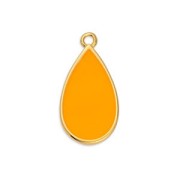 Breloque goutte résine époxy effet vitrail 22.5x12mm Doré à l'or fin - Orange Fluo|raw }}