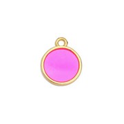Mini breloque ronde résine époxy effet vitrail 11x8mm Doré à l'or fin - Fuchsia x1|raw }}