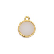 Breloque ronde résine époxy effet vitrail 14x11.5 mm Doré à l'or fin - White Opal|raw }}