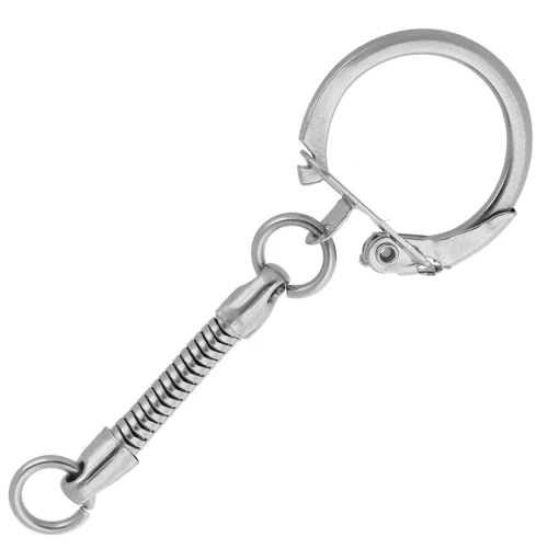 Porte clés rond 22 mm avec chainette - Rhodié x1