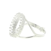 Bague réglable pour cabochon 18x13 mm - Placage Argent fin x1