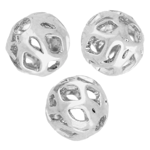 Perles rondes filigranées 4 mm - Argenté x20