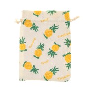 Pochon en coton motif ananas pour cadeau bijoux 130x170 mm - Vert - Jaune x1|raw }}