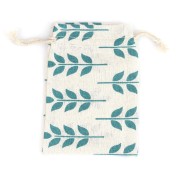 Pochon en coton motif feuilles pour bijoux 95x135 mm - Beige - Vert x1|raw }}