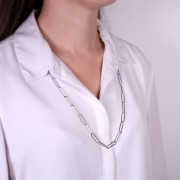 Sautoir de 70 cm maille rectangle 6 mm - Acier inoxydable x 1