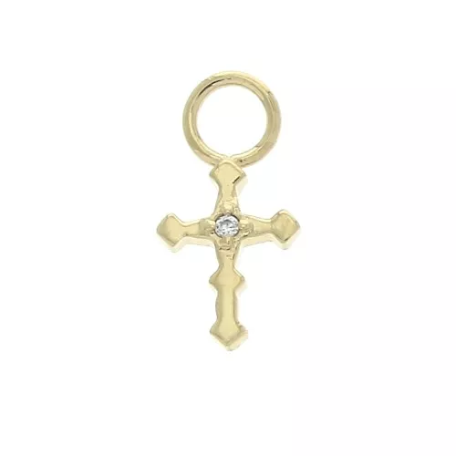 Breloque croix avec oxyde de Zirconium 12x6 mm - Crystal - Plaqué Or 3 microns x1