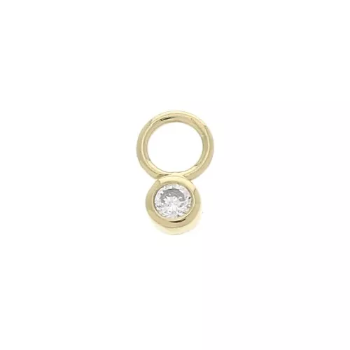 Mini breloque ronde avec oxyde de Zirconium 3 mm Crystal - Plaqué Or 3 microns x1