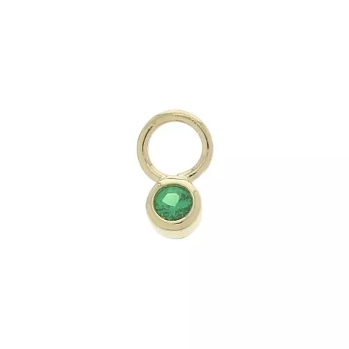 Mini breloque ronde avec oxyde de Zirconium 4 mm - Vert - Plaqué Or 3 microns x1