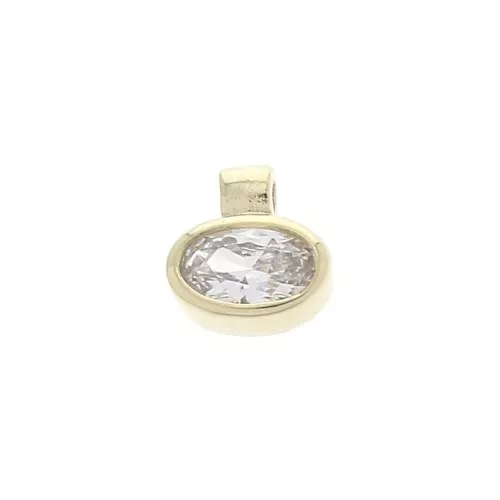 Mini breloque ovale avec oxyde de Zirconium 6 mm - Crystal - Plaqué Or 3 microns x1