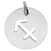 Breloque ronde - signe du zodiaque Sagittaire 12 mm - Acier inoxydable 304 x1