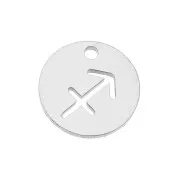 Breloque ronde - signe du zodiaque Sagittaire 12 mm - Acier inoxydable x1