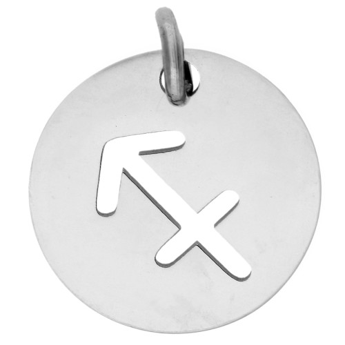 Breloque ronde - signe du zodiaque Sagittaire 12 mm - Acier inoxydable 304 x1