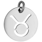 Breloque ronde - signe du zodiaque Taureau 12 mm - Acier inoxydable 304 x1