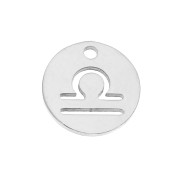 Breloque ronde - signe du zodiaque Balance 12 mm - Acier inoxydable x1|raw }}