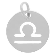 Breloque ronde - signe du zodiaque Balance 12 mm - Acier inoxydable 304 x1