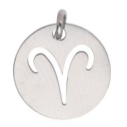 Breloque ronde - signe du zodiaque Bélier 12 mm - Acier inoxydable 304 x1