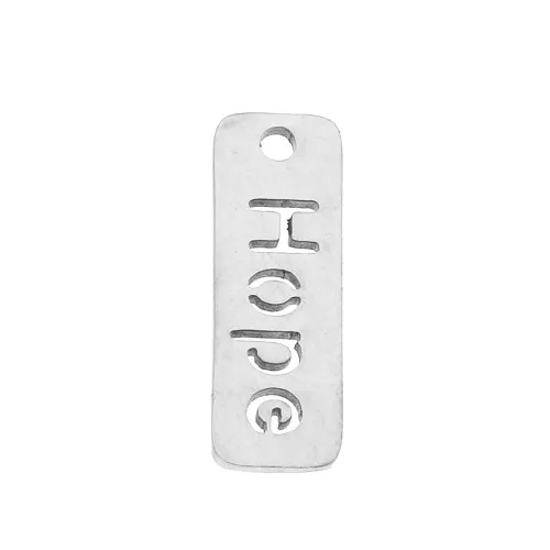 Breloque rectangle avec message 17x6 mm - Hope - Acier inoxydable x1