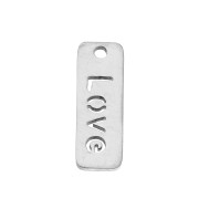 Breloque rectangle avec message 17x6 mm - Love - Acier inoxydable x1|raw }}