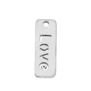 Breloque rectangle avec message 17x6 mm - Love - Acier inoxydable x1