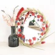 Assortiment fleurs séchées & pressées sur planche pour la création DIY - Rouge x1