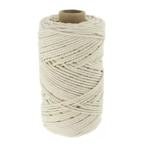 Bobine de cordon en coton pour macramé 2 mm - Ecru x100m